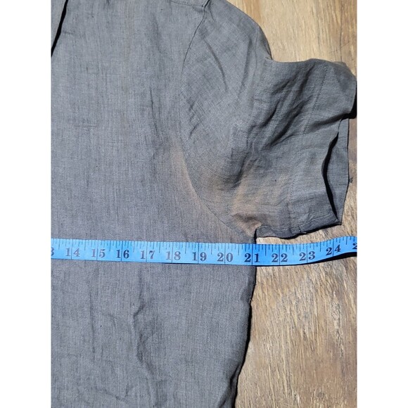 james perse Shortsleeve Linen Button-down Shirt Men 1 Gray Knit Collar @M2 - Picture 4 of 7